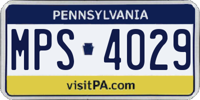 PA license plate MPS4029