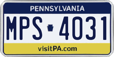 PA license plate MPS4031