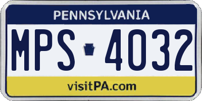 PA license plate MPS4032
