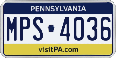 PA license plate MPS4036