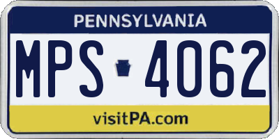 PA license plate MPS4062