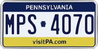 PA license plate MPS4070