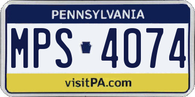 PA license plate MPS4074