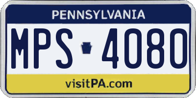 PA license plate MPS4080