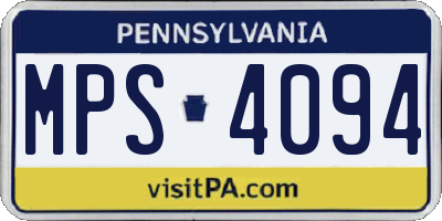 PA license plate MPS4094