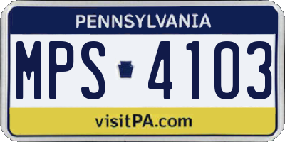 PA license plate MPS4103