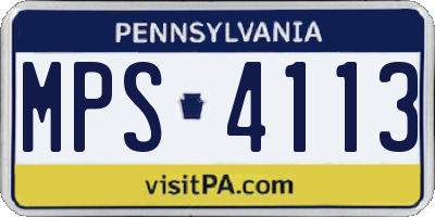 PA license plate MPS4113
