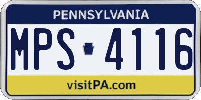 PA license plate MPS4116