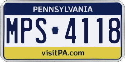 PA license plate MPS4118