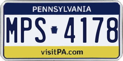 PA license plate MPS4178