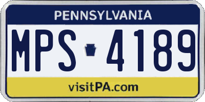 PA license plate MPS4189