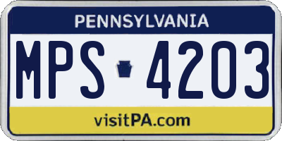 PA license plate MPS4203