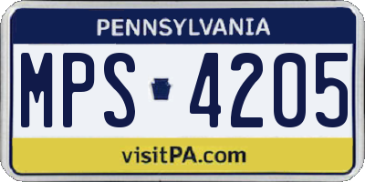 PA license plate MPS4205