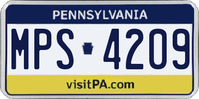 PA license plate MPS4209