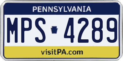 PA license plate MPS4289