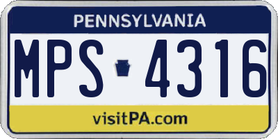 PA license plate MPS4316