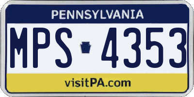 PA license plate MPS4353