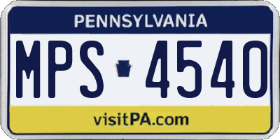 PA license plate MPS4540
