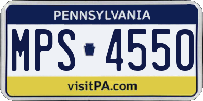 PA license plate MPS4550