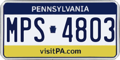 PA license plate MPS4803