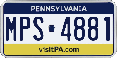 PA license plate MPS4881