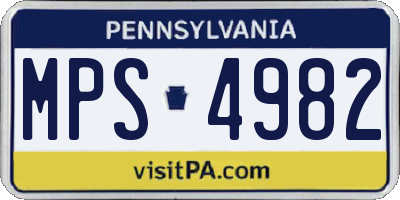 PA license plate MPS4982