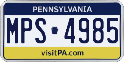 PA license plate MPS4985