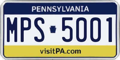 PA license plate MPS5001