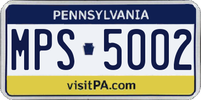 PA license plate MPS5002