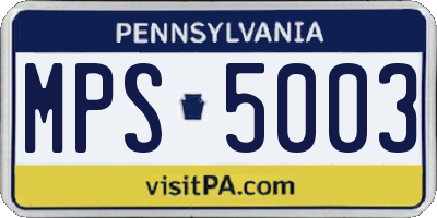 PA license plate MPS5003