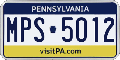 PA license plate MPS5012