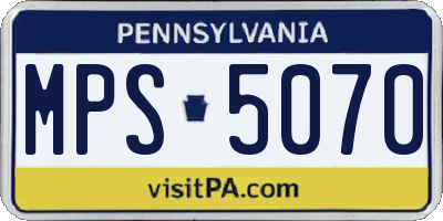 PA license plate MPS5070