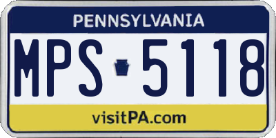PA license plate MPS5118