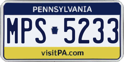 PA license plate MPS5233