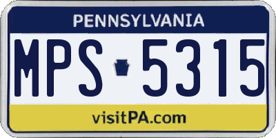 PA license plate MPS5315