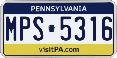 PA license plate MPS5316