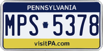 PA license plate MPS5378