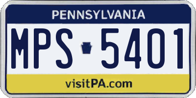 PA license plate MPS5401