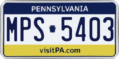 PA license plate MPS5403