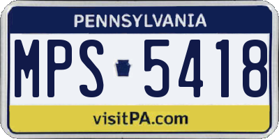 PA license plate MPS5418