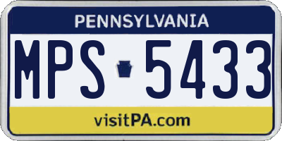 PA license plate MPS5433