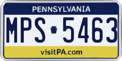 PA license plate MPS5463
