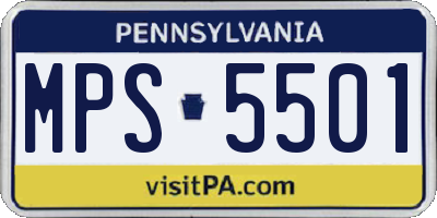 PA license plate MPS5501