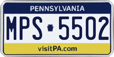 PA license plate MPS5502