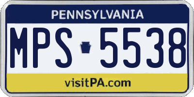 PA license plate MPS5538