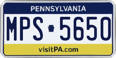 PA license plate MPS5650