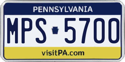 PA license plate MPS5700