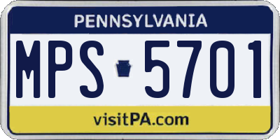 PA license plate MPS5701
