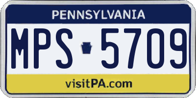 PA license plate MPS5709