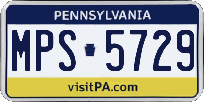 PA license plate MPS5729